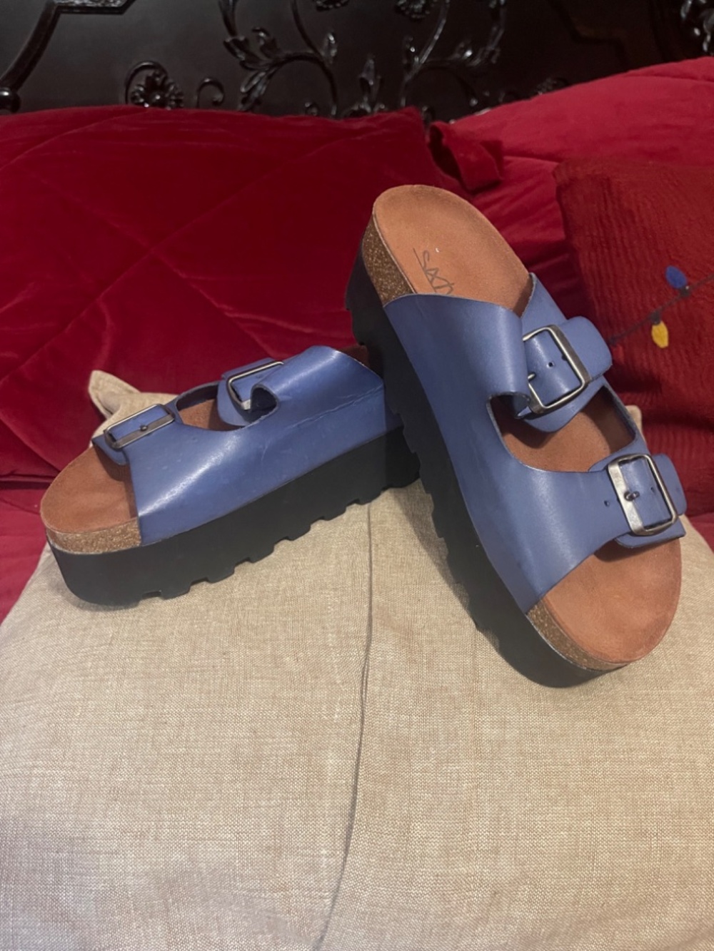Sixty seven Blue leather platform sandals - Picture 9 of 9